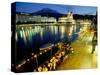 Waterfront Pavement Cafes, Lucerne, Switzerland-Simon Harris-Stretched Canvas