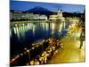 Waterfront Pavement Cafes, Lucerne, Switzerland-Simon Harris-Mounted Photographic Print