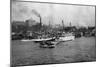 Waterfront Scene with Ships of Seattle, WA Photograph - Seattle, WA-Lantern Press-Mounted Art Print