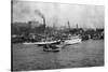 Waterfront Scene with Ships of Seattle, WA Photograph - Seattle, WA-Lantern Press-Stretched Canvas