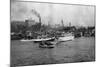 Waterfront Scene with Ships of Seattle, WA Photograph - Seattle, WA-Lantern Press-Mounted Art Print