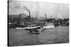 Waterfront Scene with Ships of Seattle, WA Photograph - Seattle, WA-Lantern Press-Stretched Canvas