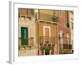 Waterfront Sunrise on Lungomoare Elio Vittorini, Ortygia Island, Syracuse, Sicily, Italy-Walter Bibikow-Framed Photographic Print