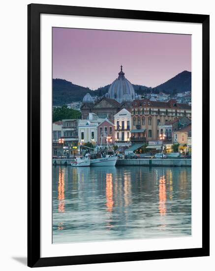 Waterfront View of Southern Harbor, Lesvos, Mithymna, Northeastern Aegean Islands, Greece-Walter Bibikow-Framed Photographic Print