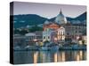 Waterfront View of Southern Harbor, Lesvos, Mithymna, Northeastern Aegean Islands, Greece-Walter Bibikow-Stretched Canvas