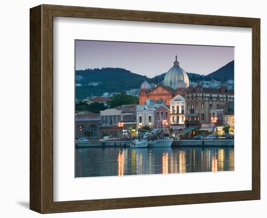 Waterfront View of Southern Harbor, Lesvos, Mithymna, Northeastern Aegean Islands, Greece-Walter Bibikow-Framed Photographic Print