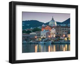 Waterfront View of Southern Harbor, Lesvos, Mithymna, Northeastern Aegean Islands, Greece-Walter Bibikow-Framed Photographic Print