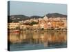 Waterfront View of Southern Harbor, Lesvos, Mithymna, Northeastern Aegean Islands, Greece-Walter Bibikow-Stretched Canvas