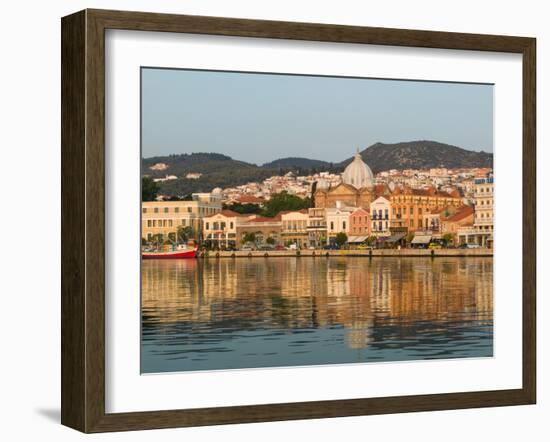 Waterfront View of Southern Harbor, Lesvos, Mithymna, Northeastern Aegean Islands, Greece-Walter Bibikow-Framed Photographic Print