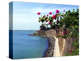 Waterfront Walkway, Fort San Felipe Del Morro, San Juan, Puerto Rico, USA, Caribbean-Miva Stock-Stretched Canvas