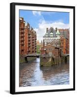 Waterfront Warehouses and Lofts in the Speicherstadt Warehouse District of Hamburg, Germany,-Miva Stock-Framed Premium Photographic Print