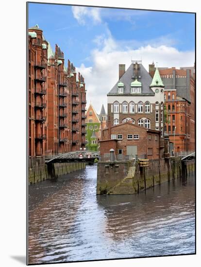 Waterfront Warehouses and Lofts in the Speicherstadt Warehouse District of Hamburg, Germany,-Miva Stock-Mounted Premium Photographic Print