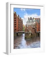 Waterfront Warehouses and Lofts in the Speicherstadt Warehouse District of Hamburg, Germany,-Miva Stock-Framed Photographic Print