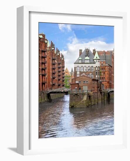 Waterfront Warehouses and Lofts in the Speicherstadt Warehouse District of Hamburg, Germany,-Miva Stock-Framed Photographic Print