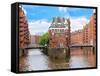 Waterfront Warehouses in the Speicherstadt Warehouse District of Hamburg, Germany-Miva Stock-Framed Stretched Canvas