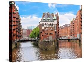 Waterfront Warehouses in the Speicherstadt Warehouse District of Hamburg, Germany-Miva Stock-Stretched Canvas