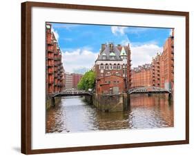 Waterfront Warehouses in the Speicherstadt Warehouse District of Hamburg, Germany-Miva Stock-Framed Photographic Print