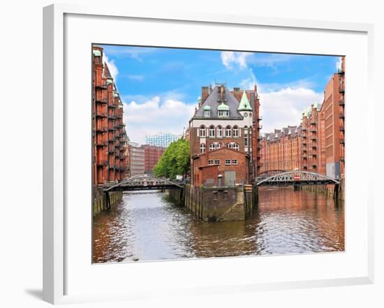 Waterfront Warehouses in the Speicherstadt Warehouse District of Hamburg, Germany-Miva Stock-Framed Photographic Print