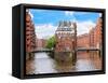 Waterfront Warehouses in the Speicherstadt Warehouse District of Hamburg, Germany-Miva Stock-Framed Stretched Canvas