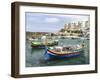Waterfront with Luzzu Fishing Boats, Marsalforn, Gozo Island, Malta-Martin Zwick-Framed Premium Photographic Print
