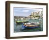 Waterfront with Luzzu Fishing Boats, Marsalforn, Gozo Island, Malta-Martin Zwick-Framed Photographic Print