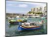 Waterfront with Luzzu Fishing Boats, Marsalforn, Gozo Island, Malta-Martin Zwick-Mounted Photographic Print