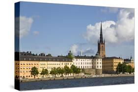 Waterfront with Riddarholmen Church in background, Gamla Stan, Stockholm, Sweden, Scandinavia, Euro-Richard Maschmeyer-Stretched Canvas