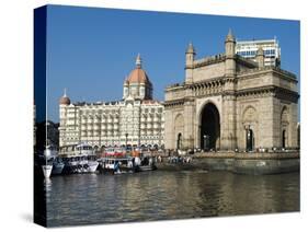 Waterfront with Taj Mahal Palace and Tower Hotel and Gateway of India, Mumbai (Bombay), India-Stuart Black-Stretched Canvas
