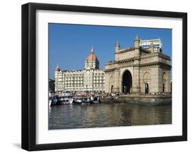 Waterfront with Taj Mahal Palace and Tower Hotel and Gateway of India, Mumbai (Bombay), India-Stuart Black-Framed Photographic Print