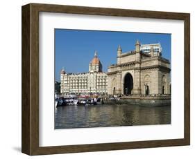 Waterfront with Taj Mahal Palace and Tower Hotel and Gateway of India, Mumbai (Bombay), India-Stuart Black-Framed Photographic Print