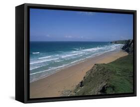 Watergate Bay, Near Newquay, Cornwall, England, United Kingdom-Julian Pottage-Framed Stretched Canvas