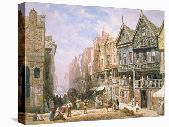 Watergate Street, Looking Towards Eastgate, Chester, c.1870-Louise J. Rayner-Stretched Canvas