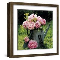 Watering Can And Peonies-James Guilliam-Framed Art Print