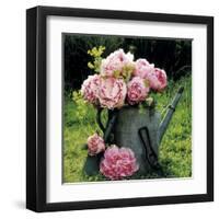 Watering Can And Peonies-James Guilliam-Framed Art Print