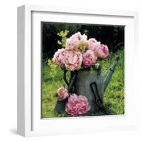 Watering Can And Peonies-James Guilliam-Framed Art Print