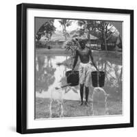 Watering Cans Used for Street Sprinkling, Burma, 1908-null-Framed Photographic Print