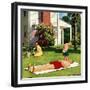 "Watering Father", June 4, 1955-Richard Sargent-Framed Giclee Print