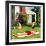 "Watering Father", June 4, 1955-Richard Sargent-Framed Giclee Print