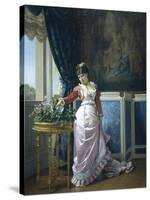 Watering Flowers-Auguste Toulmouche-Stretched Canvas