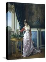 Watering Flowers-Auguste Toulmouche-Stretched Canvas