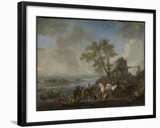 Watering Horses at a River-Philips Wouwerman-Framed Art Print