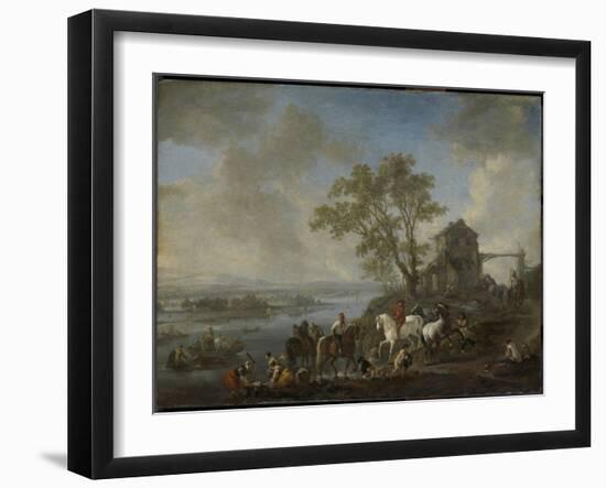 Watering Horses at a River-Philips Wouwerman-Framed Art Print