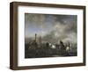 Watering Horses Near a Boundary Marker-Philips Wouwerman-Framed Art Print