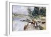 Watering of Cattle on Seine-Giovanni Boldini-Framed Giclee Print