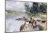 Watering of Cattle on Seine-Giovanni Boldini-Mounted Giclee Print