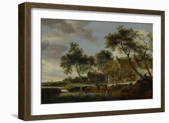 Watering Place-Salomon van Ruysdael-Framed Art Print