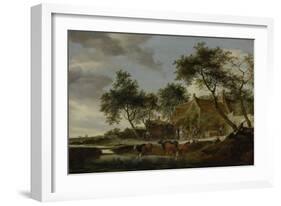 Watering Place-Salomon van Ruysdael-Framed Art Print