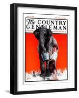 "Watering the Elephant," Country Gentleman Cover, July 14, 1923-F. Lowenheim-Framed Giclee Print