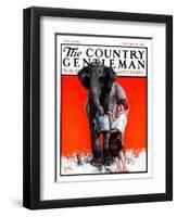 "Watering the Elephant," Country Gentleman Cover, July 14, 1923-F. Lowenheim-Framed Premium Giclee Print