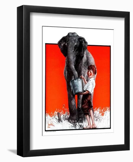 "Watering the Elephant,"July 14, 1923-F. Lowenheim-Framed Premium Giclee Print